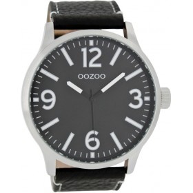 OOZOO Timepieces 50mm Black Leather Strap C7404